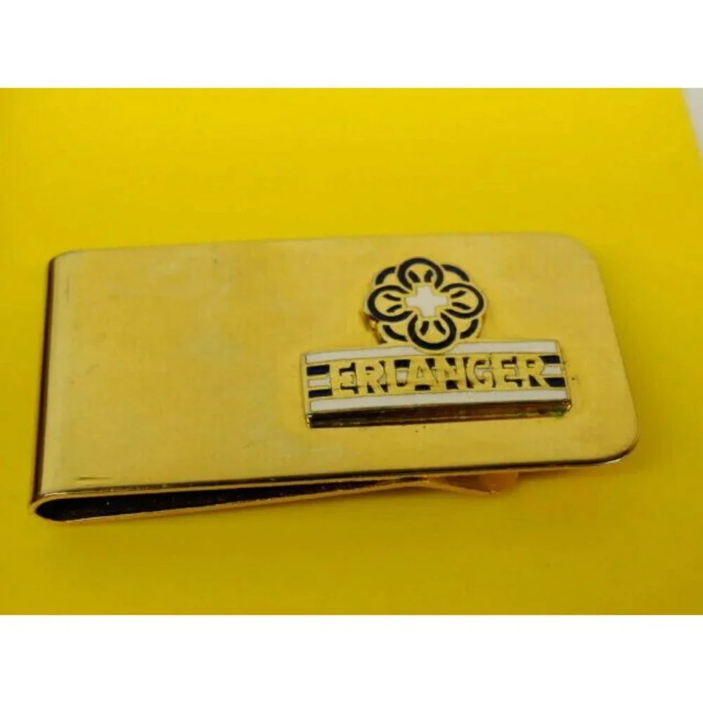 Money Clip Erlanger Health Systems Stainless Steel Gold Tone Credit Card Vintage